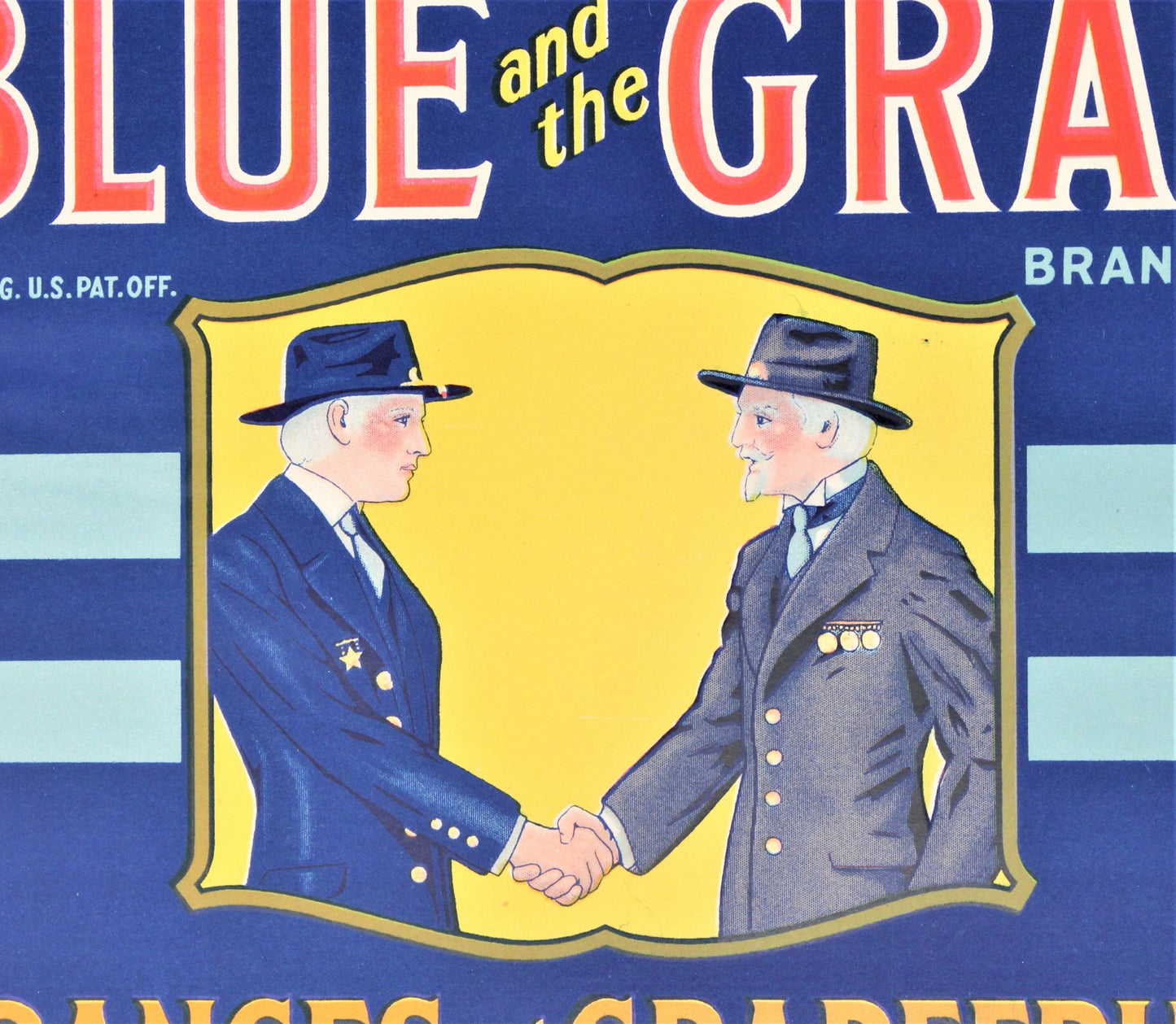 Crate Label, The Blue and the Gray, Original Lithograph, Vintage, NOS