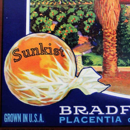 Crate Label, Tesoro Rancho Sunkist Oranges, Original Lithograph, 1930's, NOS, Vintage