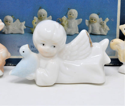 Ornaments, Miniature Angels, Set of 4, Bone China, Vintage