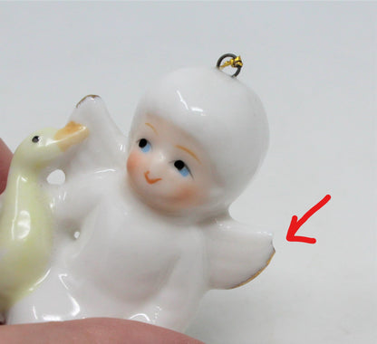 Ornaments, Miniature Angels, Set of 4, Bone China, Vintage