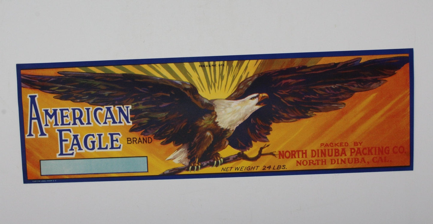 Crate Label, American Eagle Brand California, Original Lithograph, Vintage, NOS