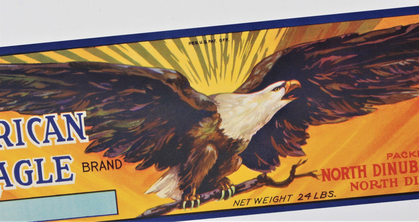 Crate Label, American Eagle Brand California, Original Lithograph, Vintage, NOS