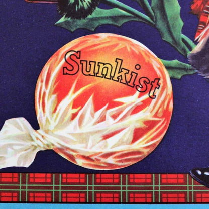 Crate Label, Strathmore Sunkist Oranges, Original Lithograph, 1930's NOS, Vintage