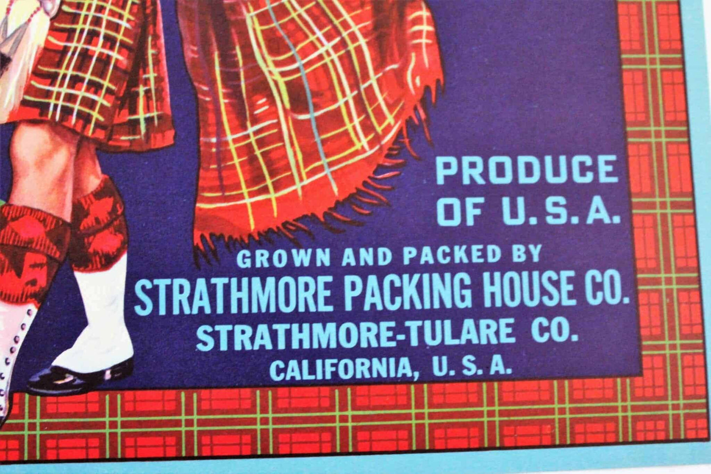 Crate Label, Strathmore Sunkist Oranges, Original Lithograph, 1930's NOS, Vintage