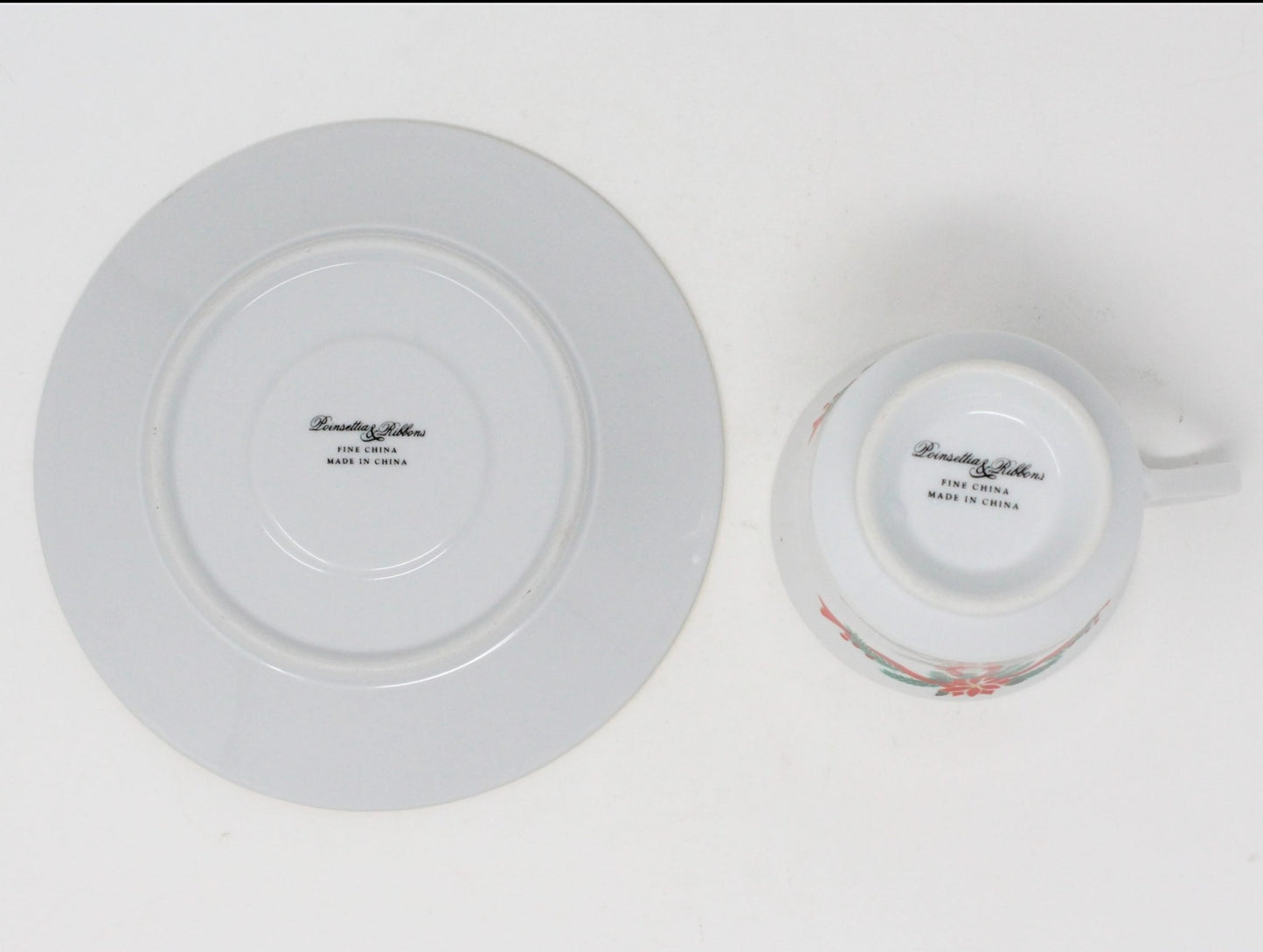 Dinnerware, Tienshan Fairfield, Poinsettia & Ribbons, 16 Pcs, Vintage, SOLD