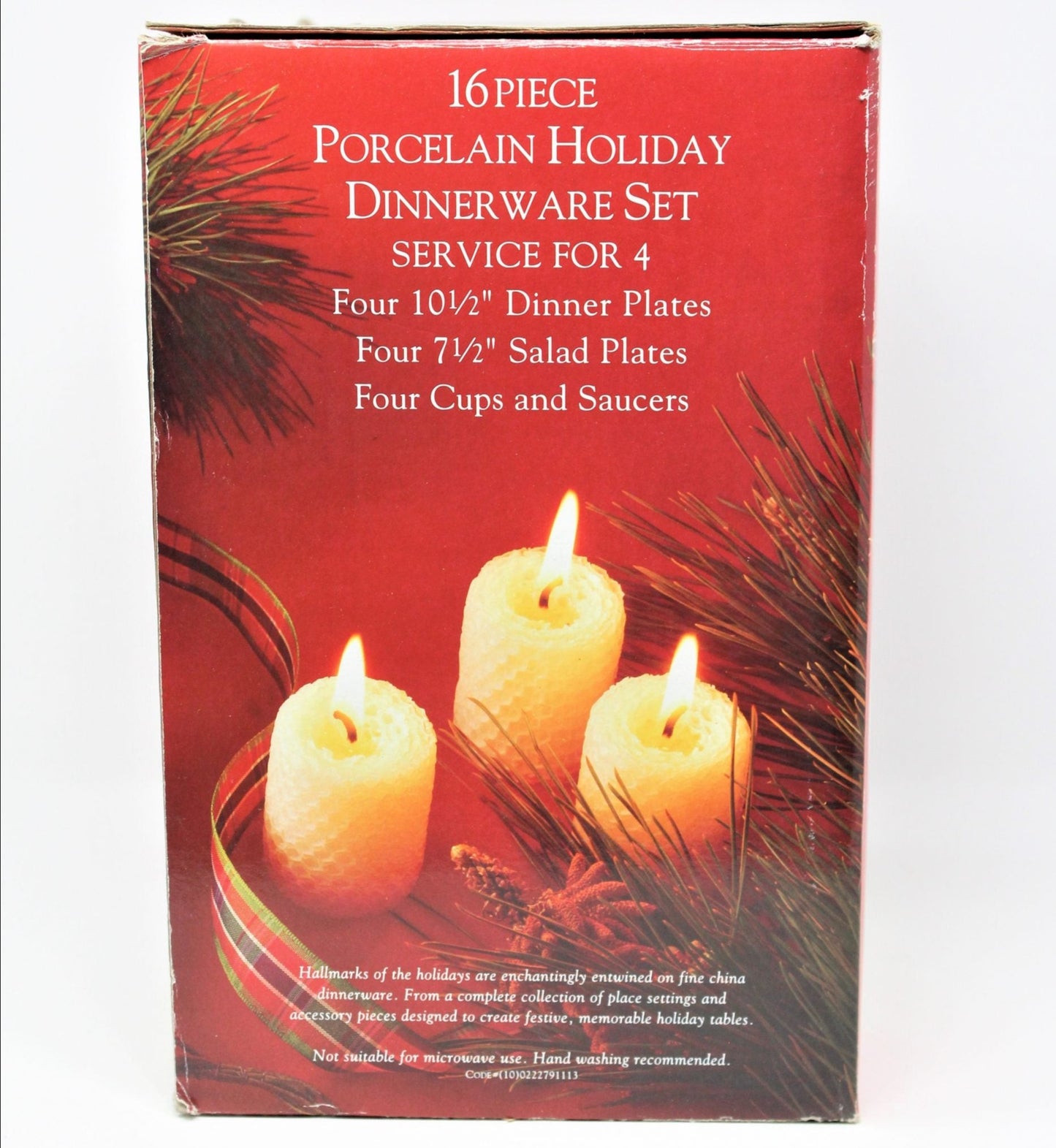 Dinnerware, Tienshan Fairfield, Poinsettia & Ribbons, 16 Pcs, Vintage, SOLD