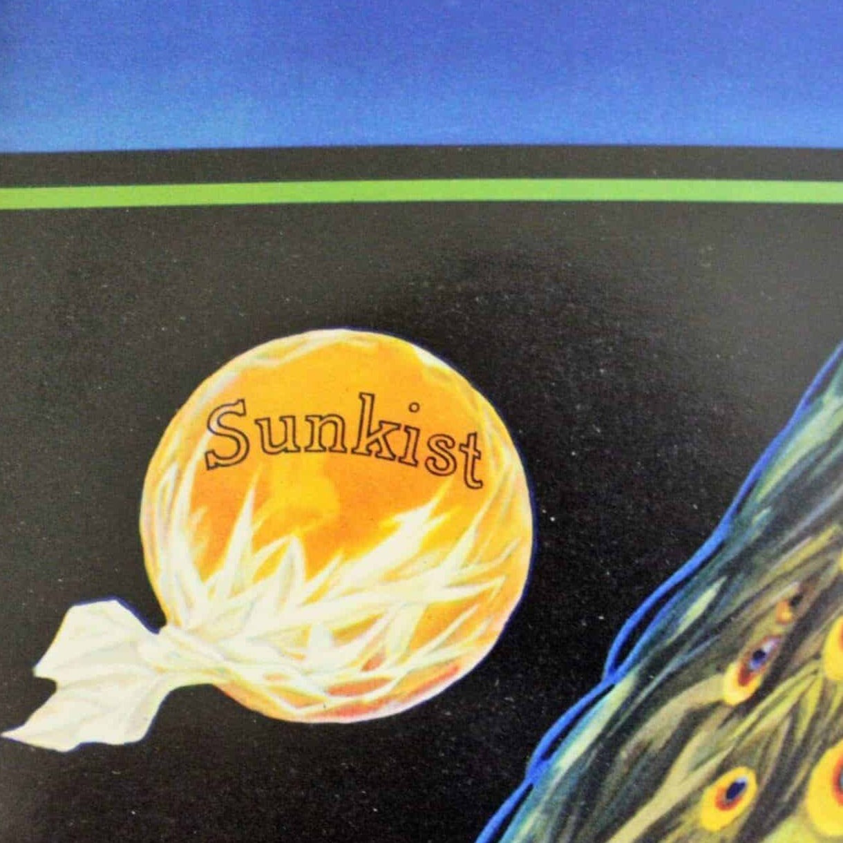 Crate Label, Vandalia Sunkist Oranges, Original Lithograph, 1930's NOS, Vintage