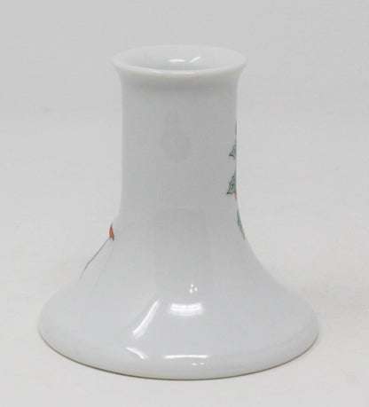 Candle Holder, Christmas Goose with Red Ribbon & Bells, Porcelain Vintage