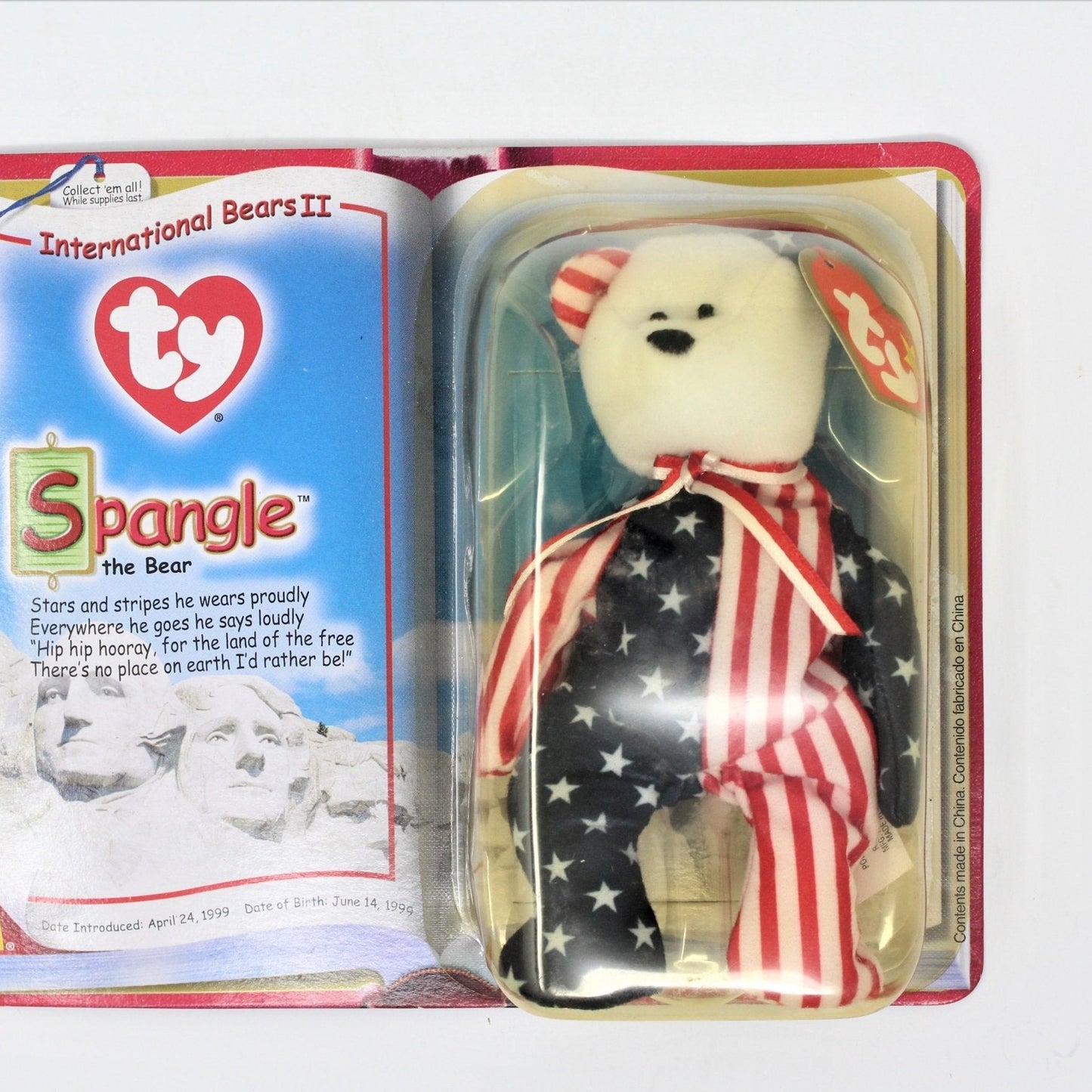 Beanie Babies, McDonald's International Bear, Spangle the Bear, 1999 NIB