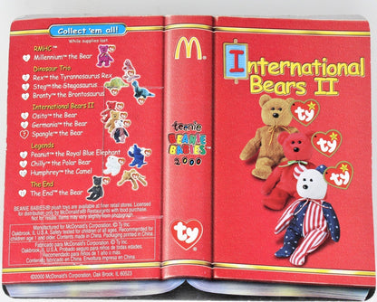Beanie Babies, McDonald's International Bear, Spangle the Bear, 1999 NIB