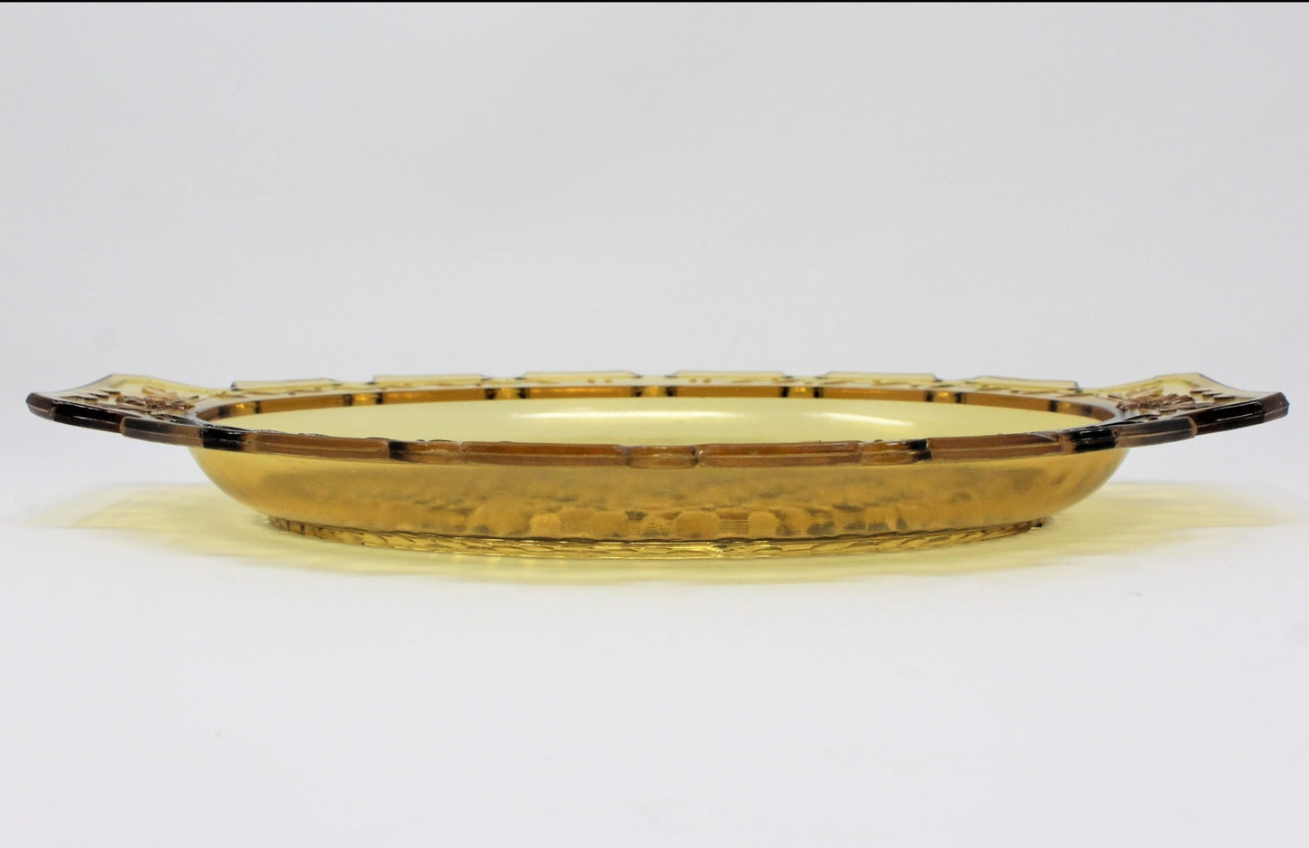 Serving Platter, Atterbury & Co, Amber Glass, EAPG Antique