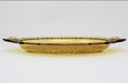 Serving Platter, Atterbury & Co, Amber Glass, EAPG Antique