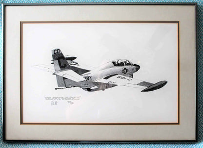 Print, Joe Milich, Navy T-2C Buckeye, Framed, Signed and Numbered, Vintage, SOLD