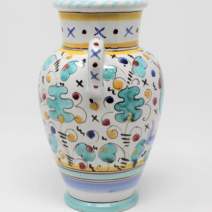 Vase, Deruta Pottery, Green Rooster Urn, Italian Majolica