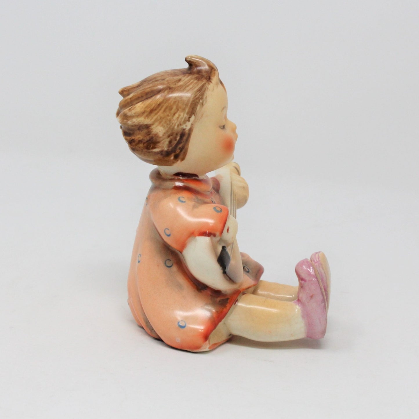 Figurine, Girl Playing Banjo, Hummel Style, Akiyama Japan, Vintage