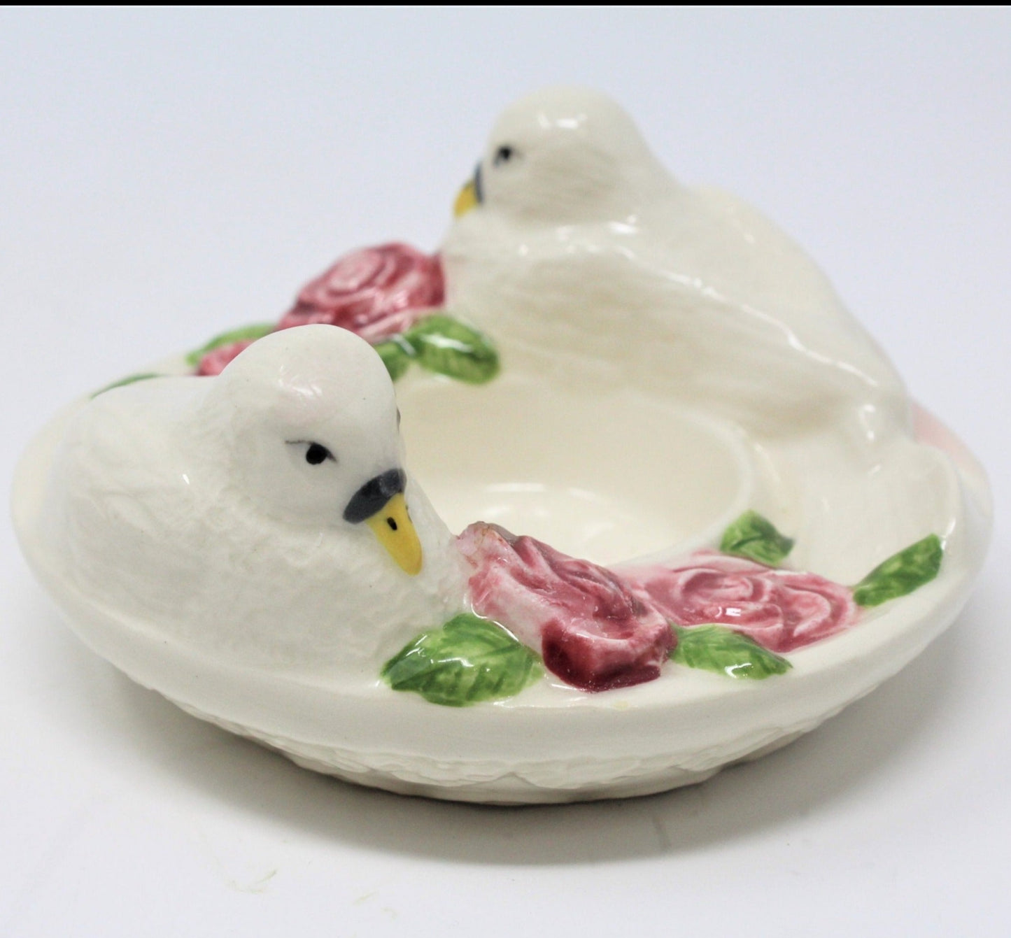 Candle Holders, Doves and Roses Tealight, Set of 2, Ceramic