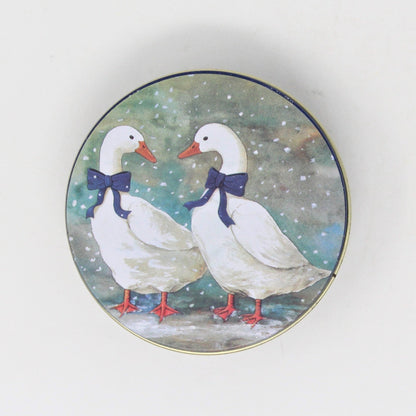 Coasters, J.S.N.Y., Blue Bow Geese in Box, Tin, Vintage