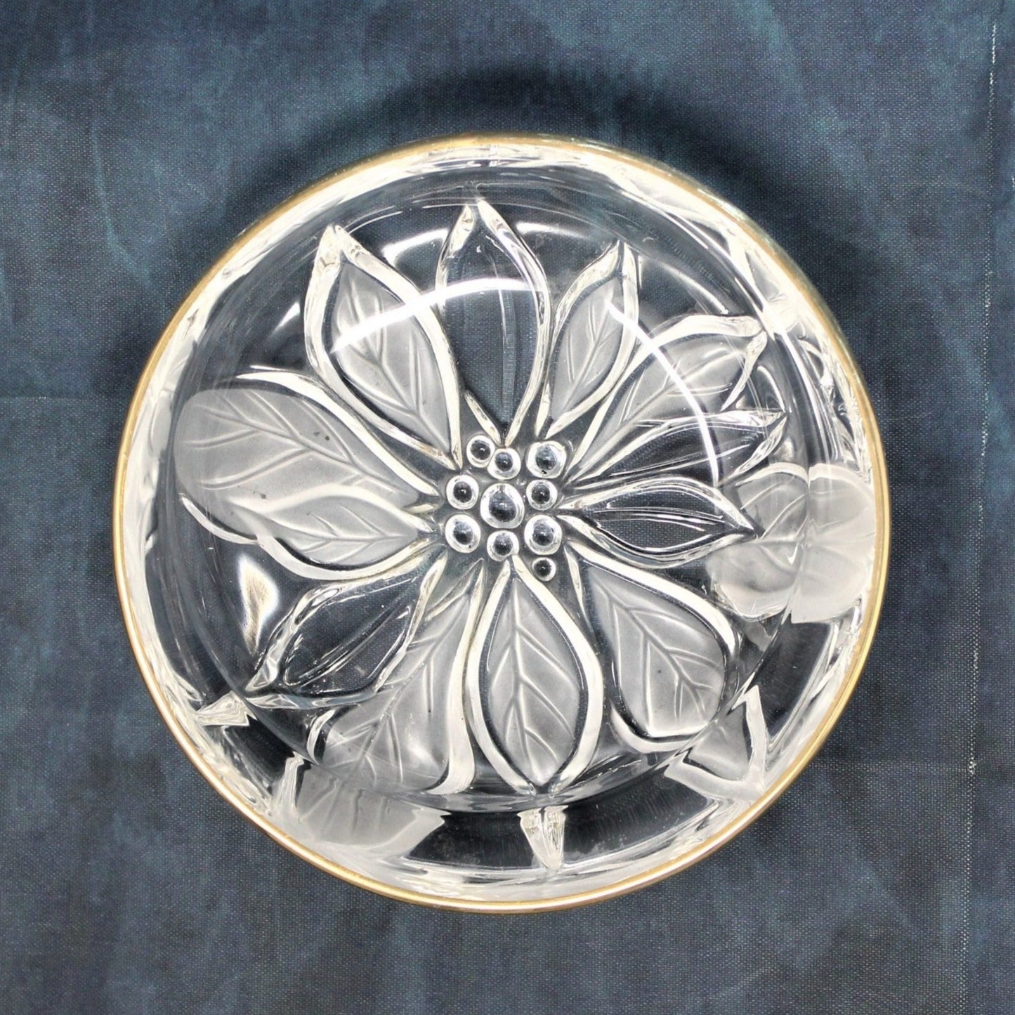 Bon Bon / Candy Dish, Studio Nova, Gilded Poinsettia, Round Tray in Box, Vintage