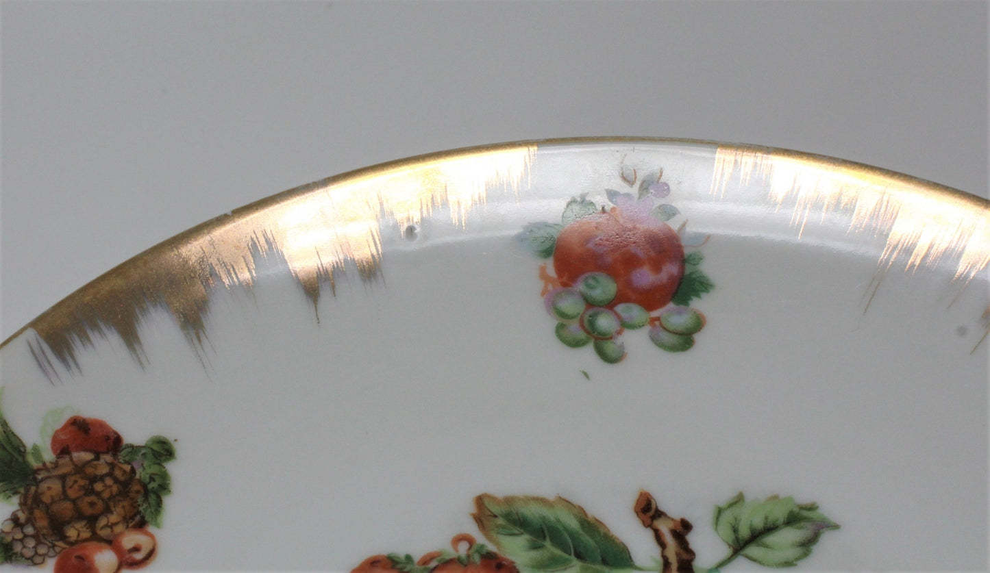 Cake Stand, Napco, Fruit Orchard, Brushed Gold, Vintage