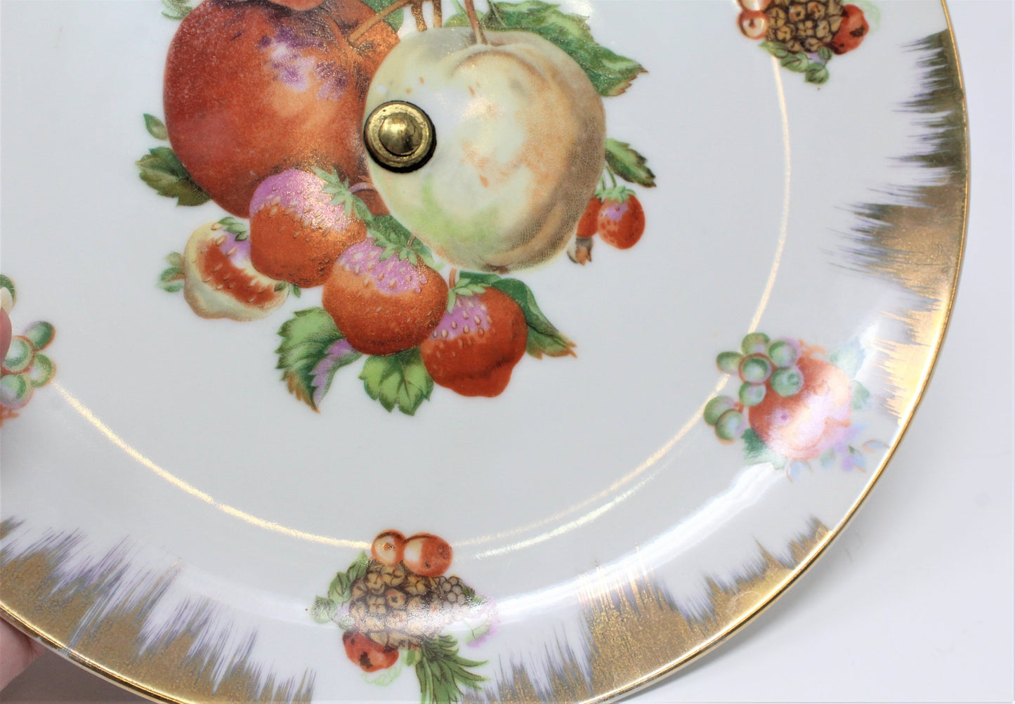 Cake Stand, Napco, Fruit Orchard, Brushed Gold, Vintage