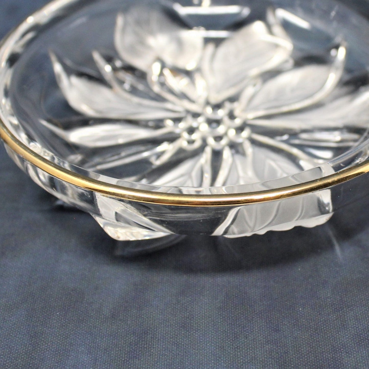 Candy Dish, Studio Nova, Gilded Poinsettia, Round Tray in Box, Vintage