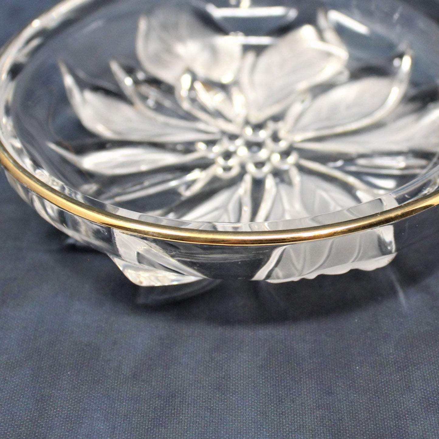 Bon Bon / Candy Dish, Studio Nova, Gilded Poinsettia, Round Tray in Box, Vintage