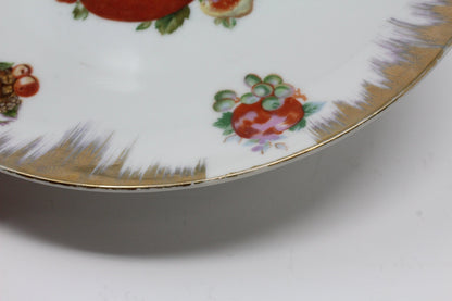Cake Stand, Napco, Fruit Orchard, Brushed Gold, Vintage