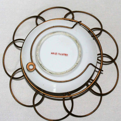 Decorative Plates, Fruits, Hand Painted, Wire Frames, Set of 2, Vintage Japan