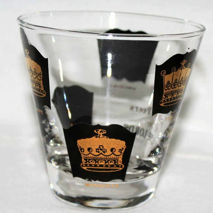 Whiskey Neat Glasses, Libbey, Coronets of Peers House of Lords, Set of 2, Vintage