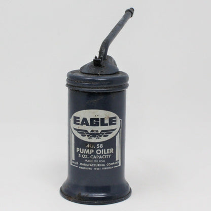 Oil Can, Eagle Pump Oiler No. 58, Squeeze Trigger, Blue, Vintage
