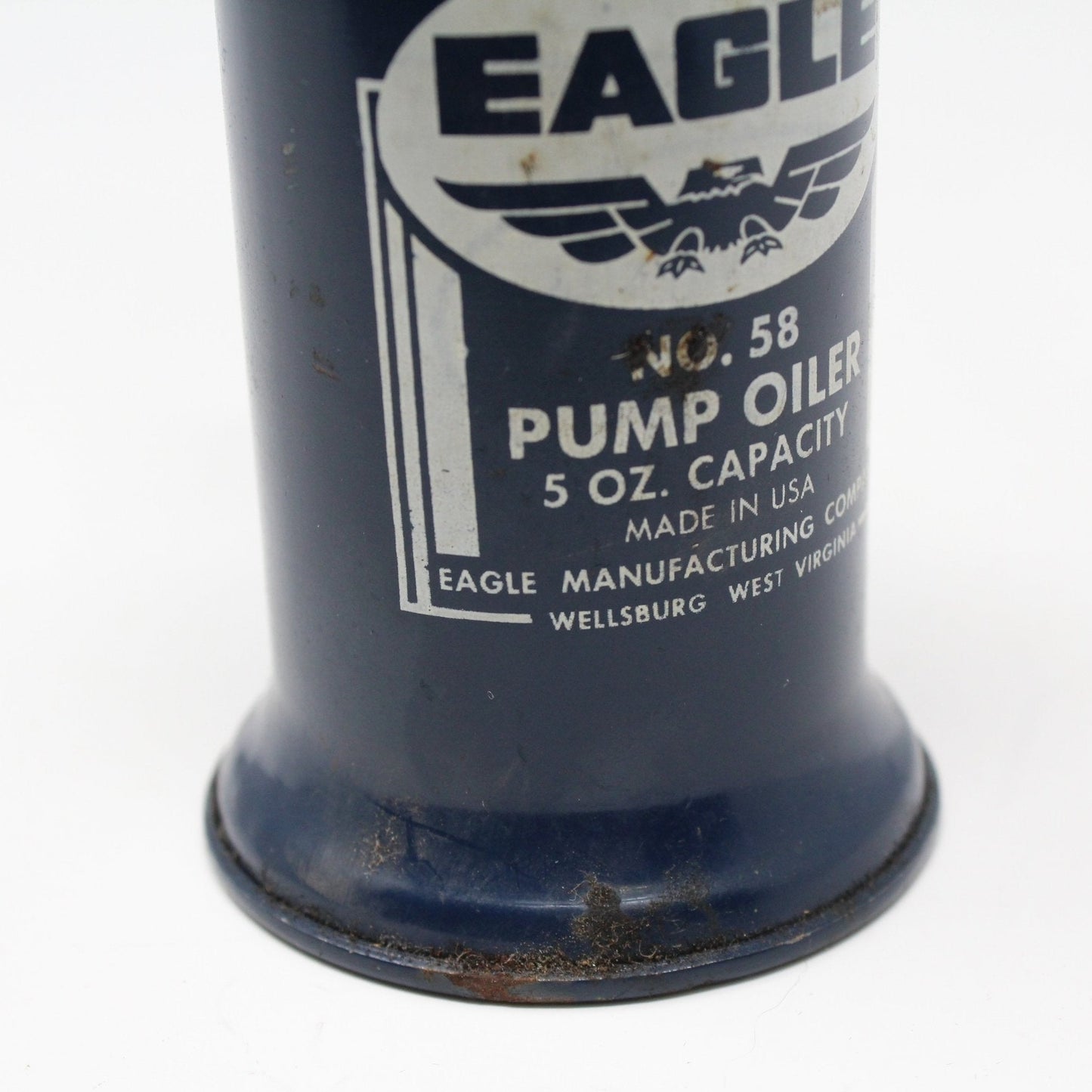 Oil Can, Eagle Pump Oiler No. 58, Squeeze Trigger, Blue, Vintage