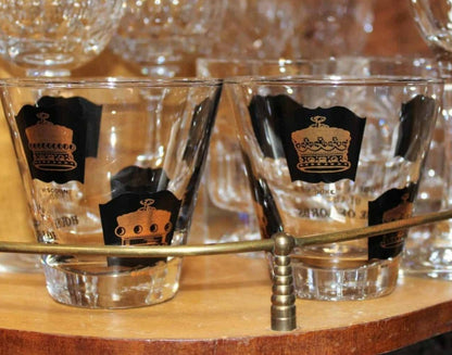 Whiskey Neat Glasses, Libbey, Coronets of Peers House of Lords, Set of 2, Vintage