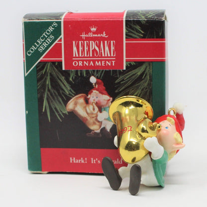 Ornament, Hallmark, Elf with Tuba, Hark It's Herald, 1992