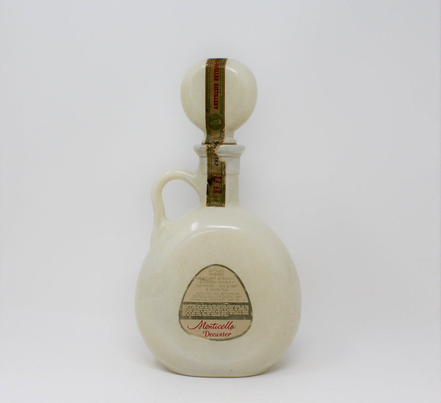 Decanter with Stopper, Old Fitzgerald Flagship 1849, Monticello, Vintage 1968