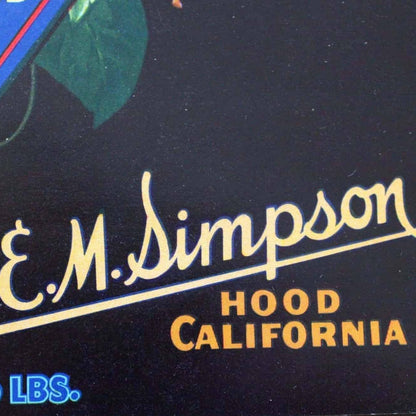 Crate Label, Diamond S, Bartlett Pears, Original Lithograph, 1940's NOS, Vintage