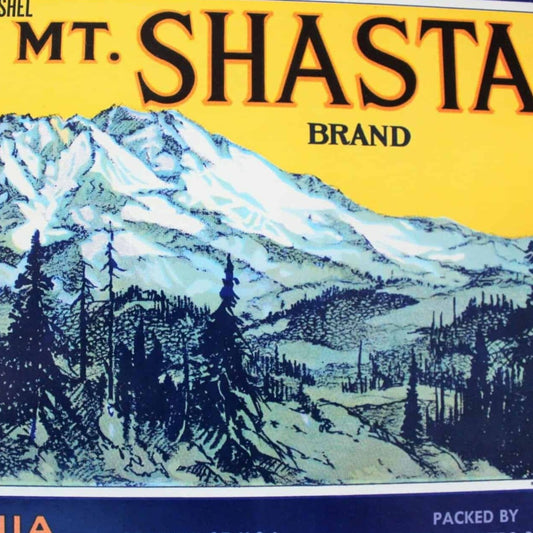 Crate Label, Mt Shasta California Pears, Original Lithograph, NOS, Vintage