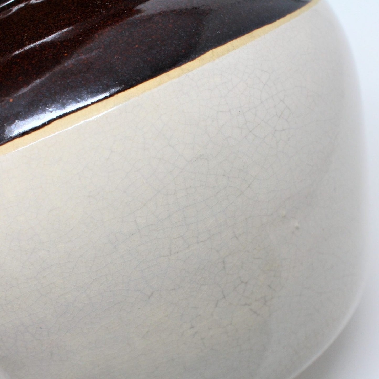 Crock / Bean Pot, RRP Pottery, Brown & Beige, Single Handle, 4QT, Vintage, SOLD