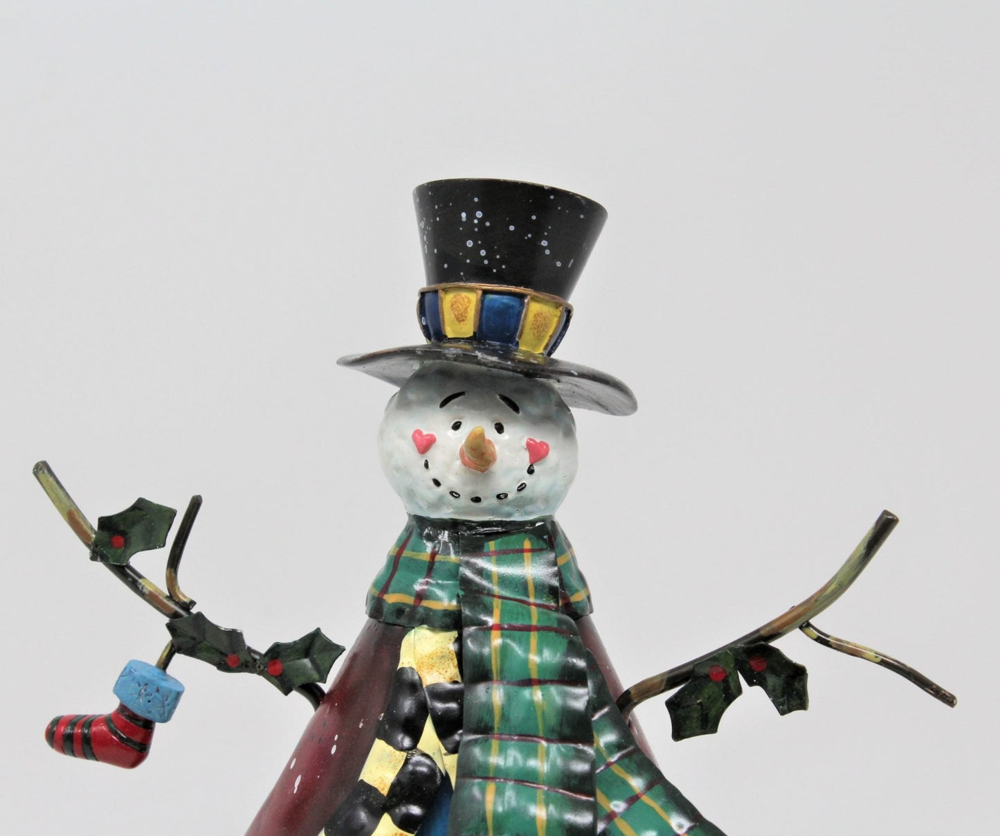 Figurine, Snowman Tin/Metal Christmas, Country Primitive, Vintage