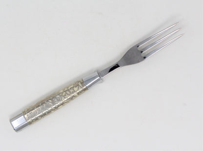 Steak Forks: Briddell Carvel Hall, Classic, Stainless with Silver-Tone Overlay Handles, Set of 8, Original Box, Crisfield MD USA, Vintage 1951 - SOLD