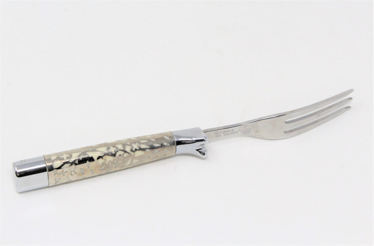 Steak Forks: Briddell Carvel Hall, Classic, Stainless with Silver-Tone Overlay Handles, Set of 8, Original Box, Crisfield MD USA, Vintage 1951 - SOLD