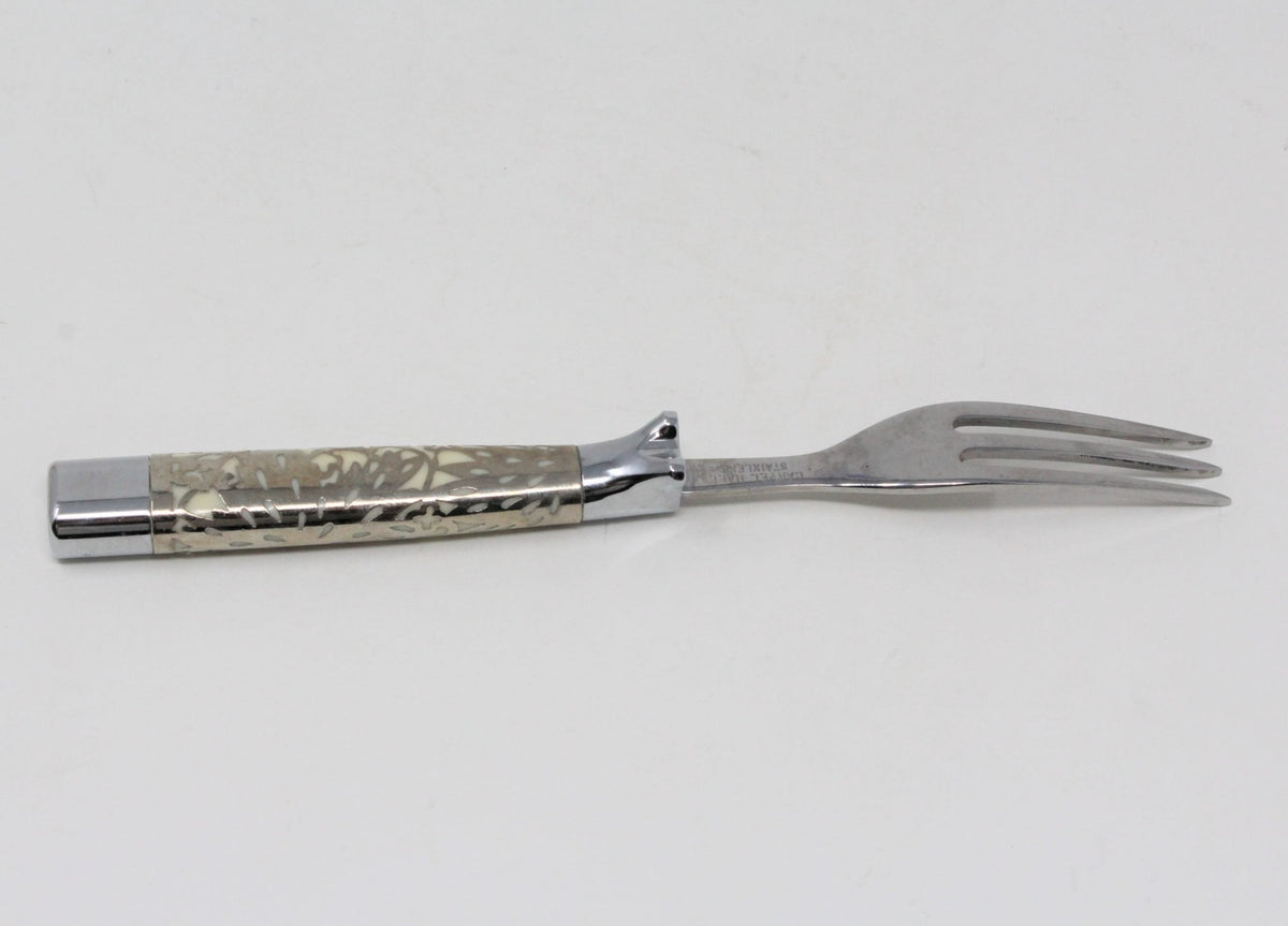 Steak Forks: Briddell Carvel Hall, Classic, Stainless with Silver-Tone Overlay Handles, Set of 8, Original Box, Crisfield MD USA, Vintage 1951 - SOLD