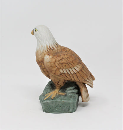 Figurine, Bald Eagle Standing on Rock, Porcelain Bisque, Vintage