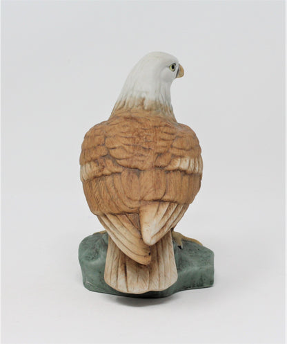 Figurine, Bald Eagle Standing on Rock, Porcelain Bisque, Vintage