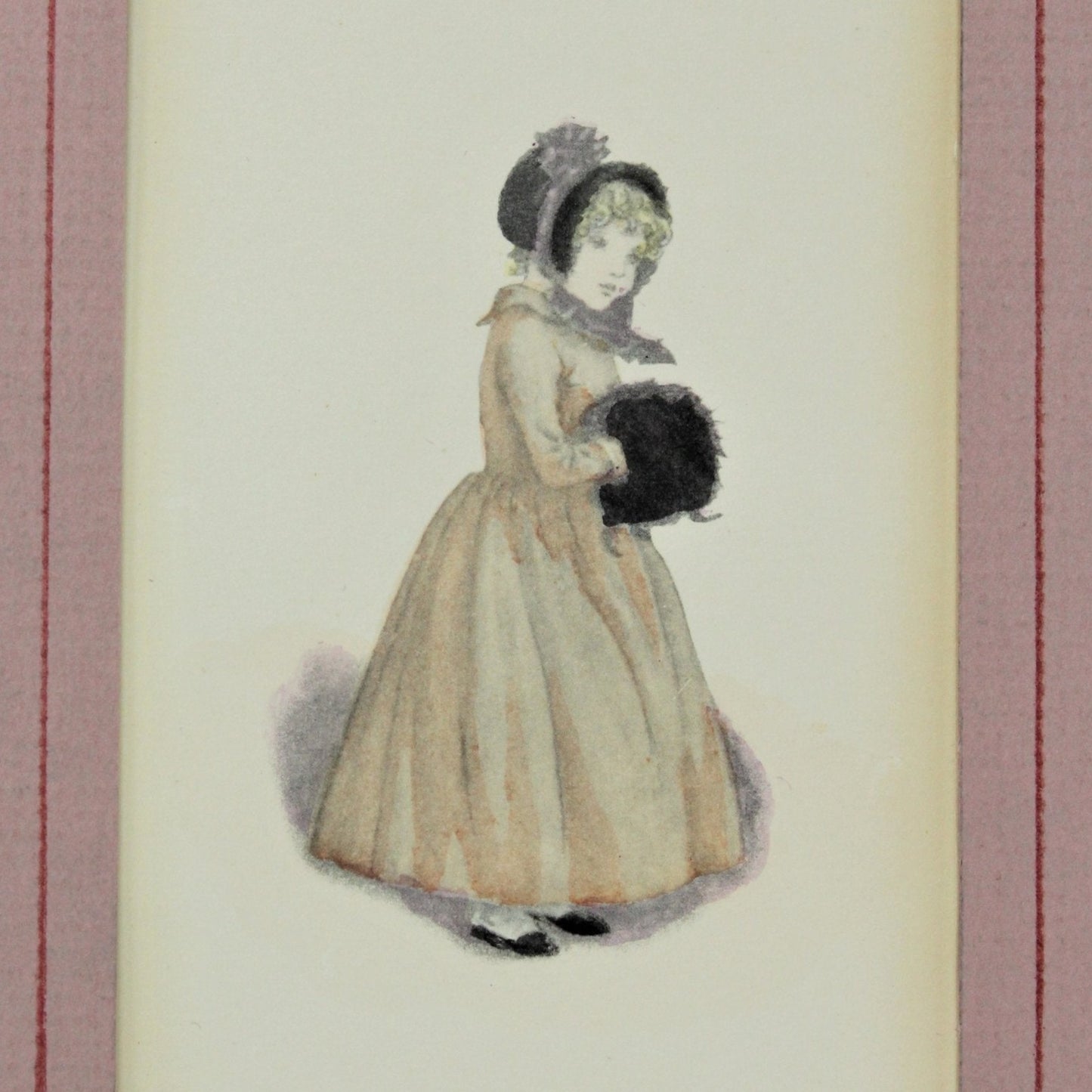 Prints, Watercolor, Victorian Children, Matted, Set of 3