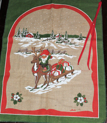 Gift Bag / Burlap Sack, Holiday Gnome / Elf, Unused 36 x 24, Scandinavian, Vintage
