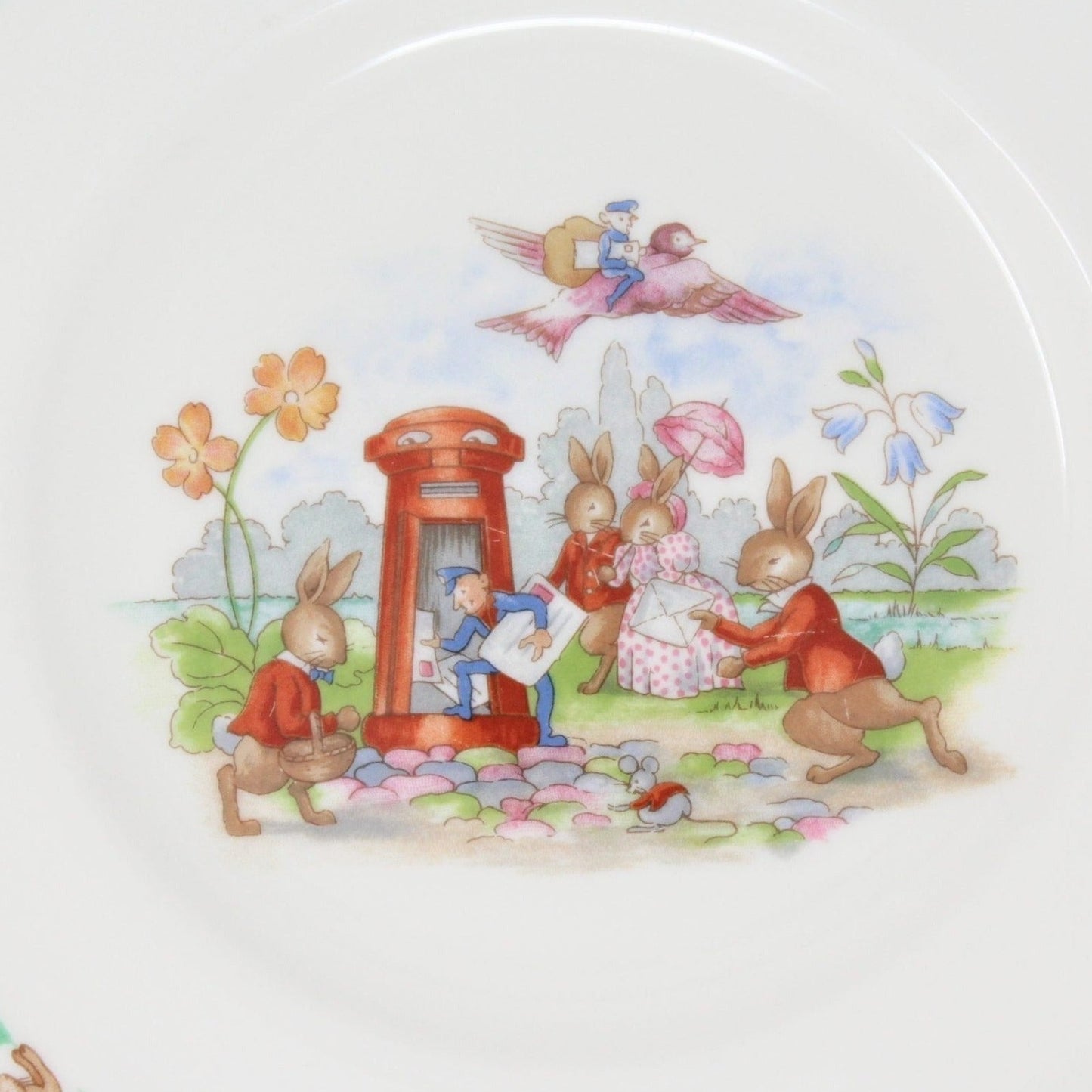 Child Plate, Royal Doulton, Bunnykins, Letterbox, Bone China, Vintage