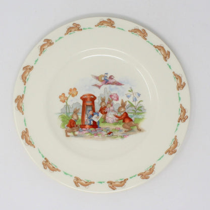 Child Plate, Royal Doulton, Bunnykins, Letterbox, Bone China, Vintage