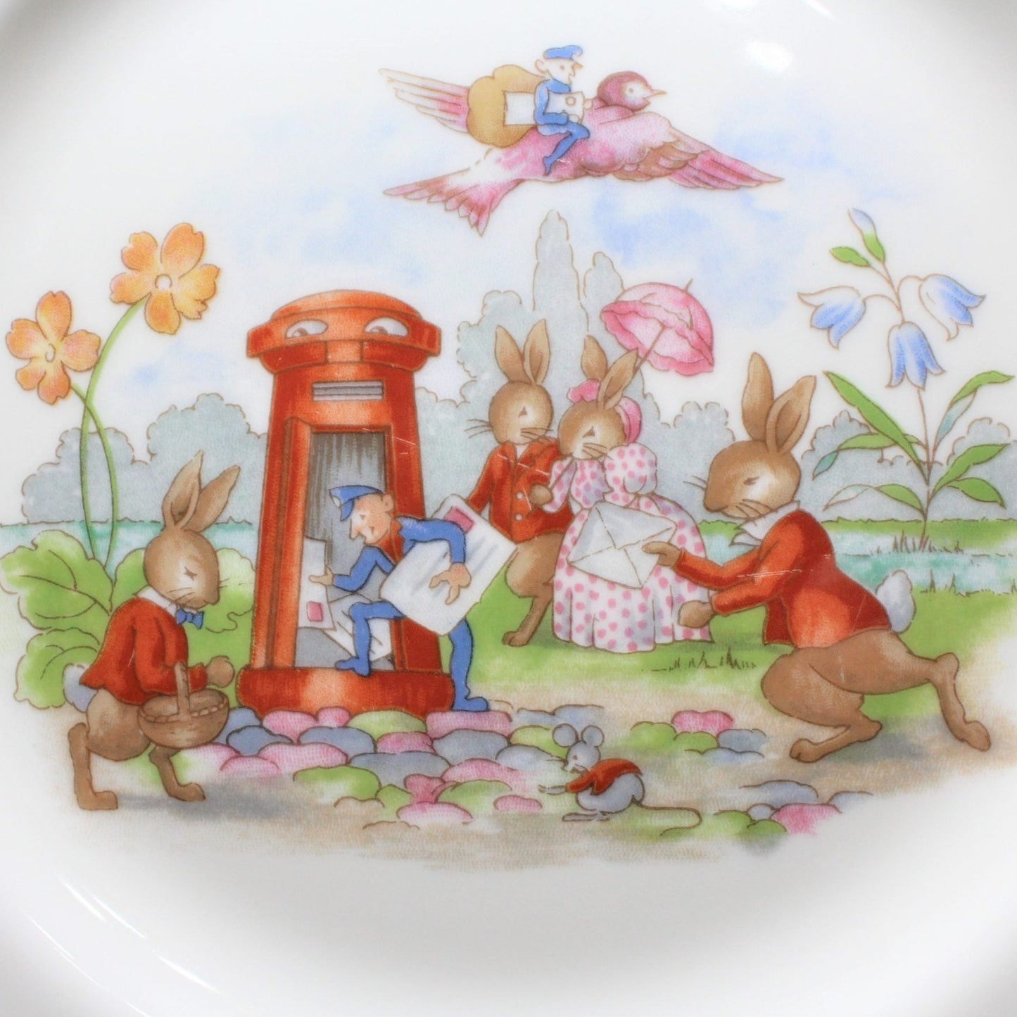 Child Plate, Royal Doulton, Bunnykins, Letterbox, Bone China, Vintage