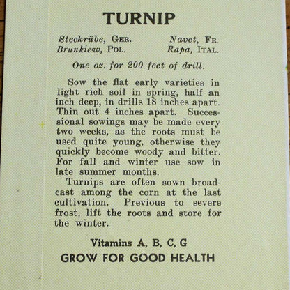 Seed Packets, Dodson Seed Store, Turnip, NOS, Vintage