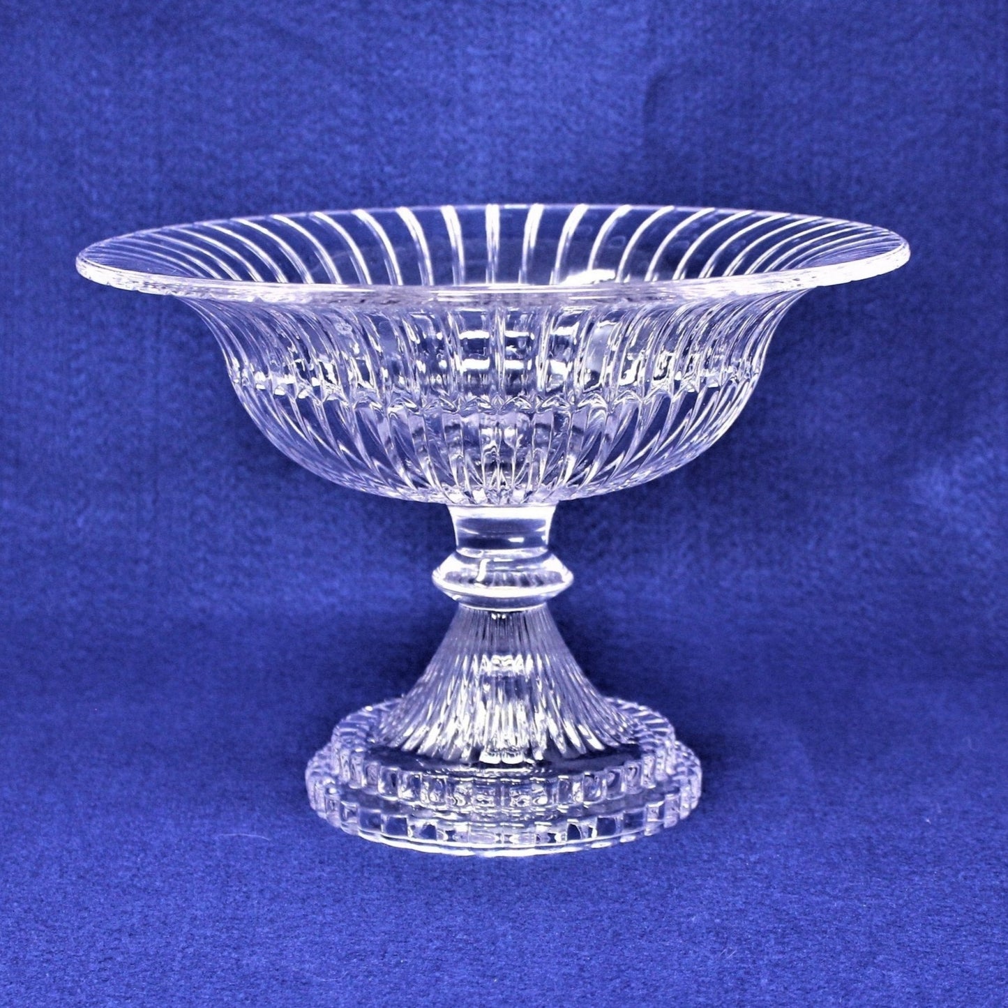 Pedestal Bowl, Striped Glass, Large Fruit Bowl